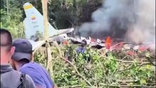 Burning wreckage seen after Colombian military plane crash