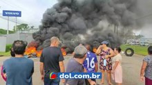 Manifestantes protestam na BR-316 em Marituba