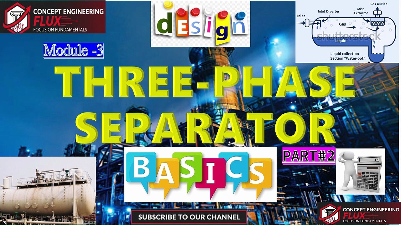L05- Three Phase Separator Design Part #2 | Steps for Design | diameter based Liquid separation from continuous vapor phase | Residence time guideline | Design with Example