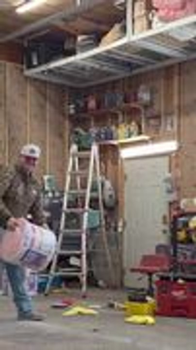 Man Breaks Rafter While Tossing Insulation