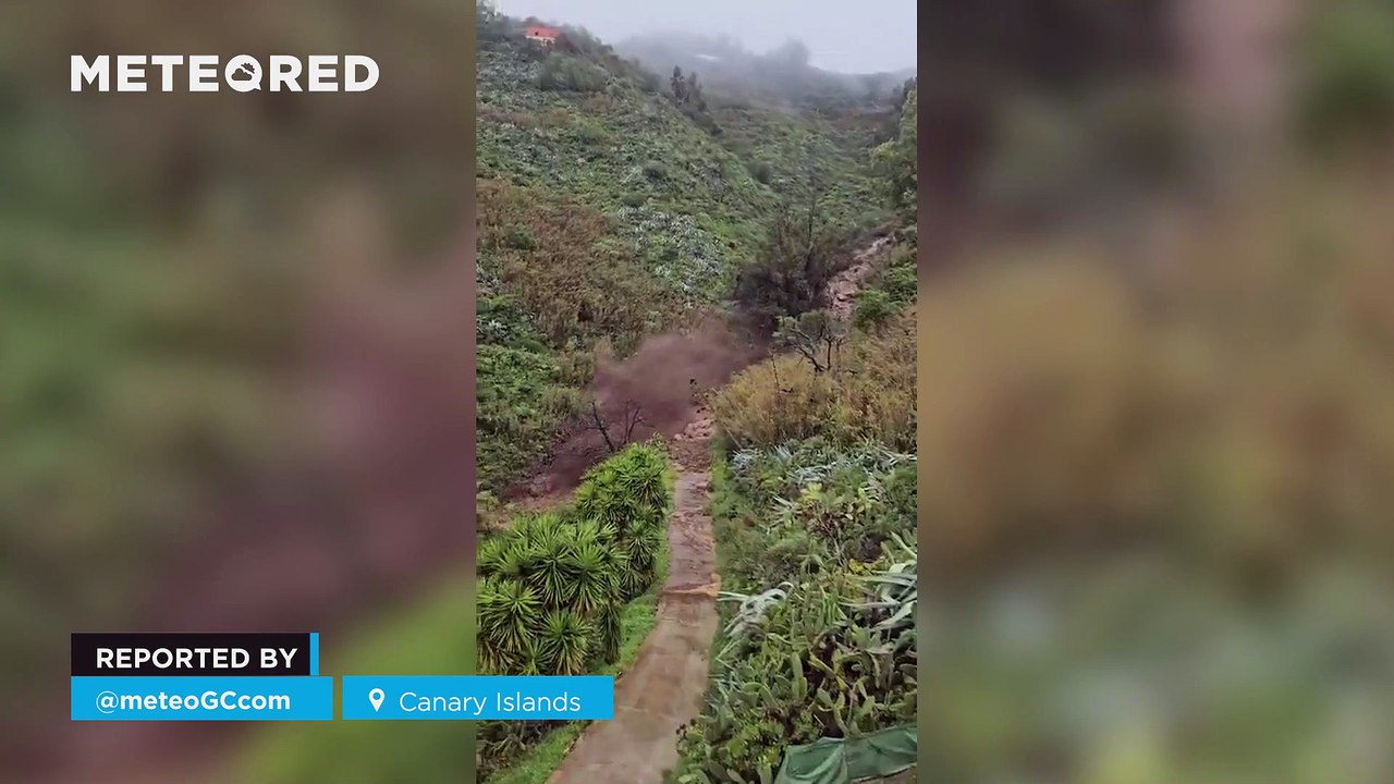 A sudden surge of water, mud, and rocks in San Nicolás (Canary Islands), Spain