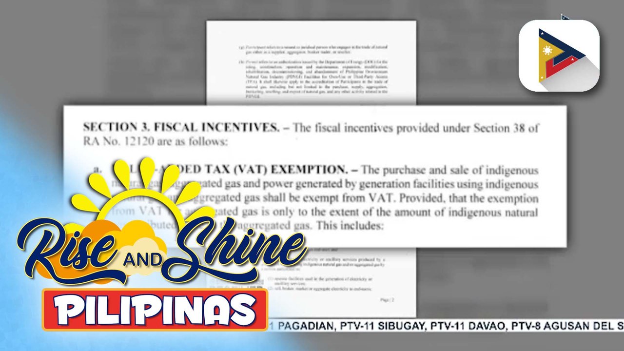 DOF at BIR, naglabas ng bagong patakaran para sa VAT exemption ng natural gas transactions