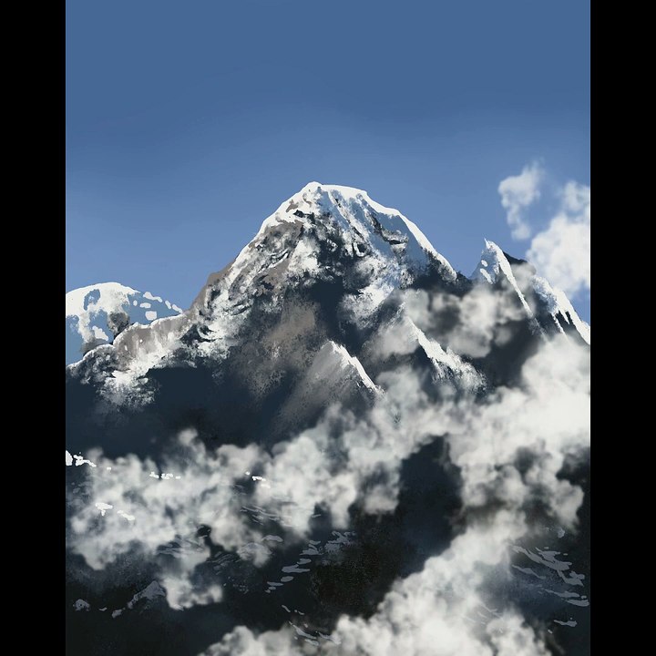 Snowy Mountain Digital Painting Timelapse | Relaxing Winter Landscape Art
