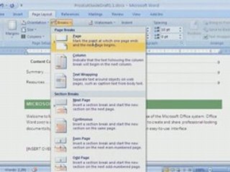 Word 2007 Demo (1/2): Table Of Contents