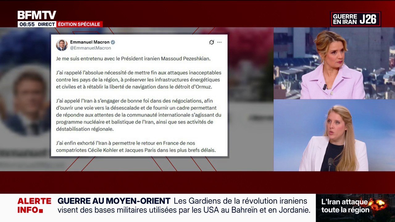 Guerre au Moyen-Orient: Emmanuel Macron a appelé l'Iran à "s'engager de bonne foi dans des négociations" en vue d'une "désescalade" du conflit
