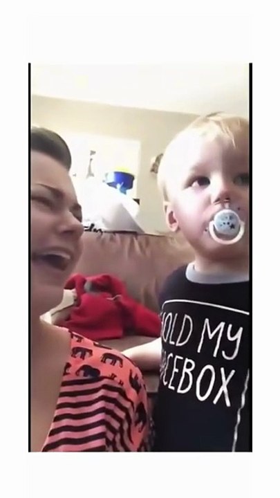 Funny baby and mama crying