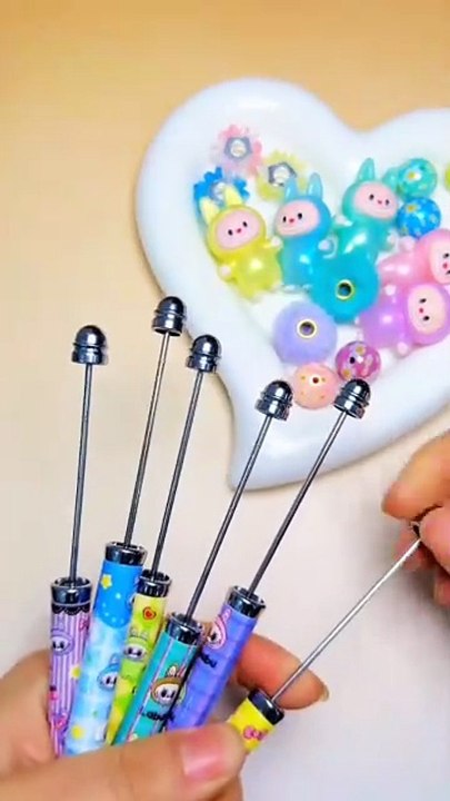 DIY Plastic Beadable Pens with Halloween Pumpkin Ghost Bat Web Hero Prints
