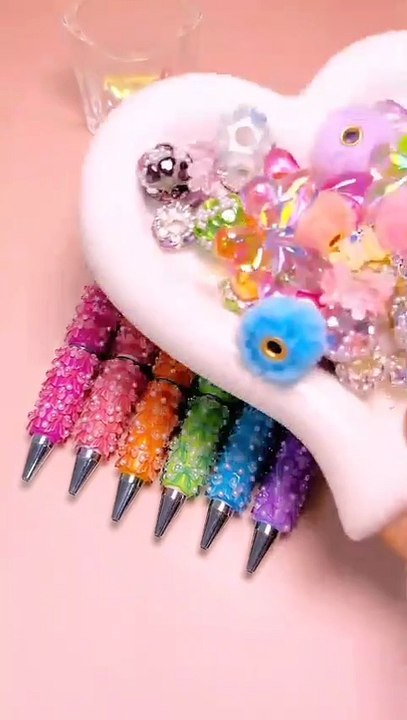 Beadable Clay Pen with Cute Bowtie White Pearls Valentine's Day Series