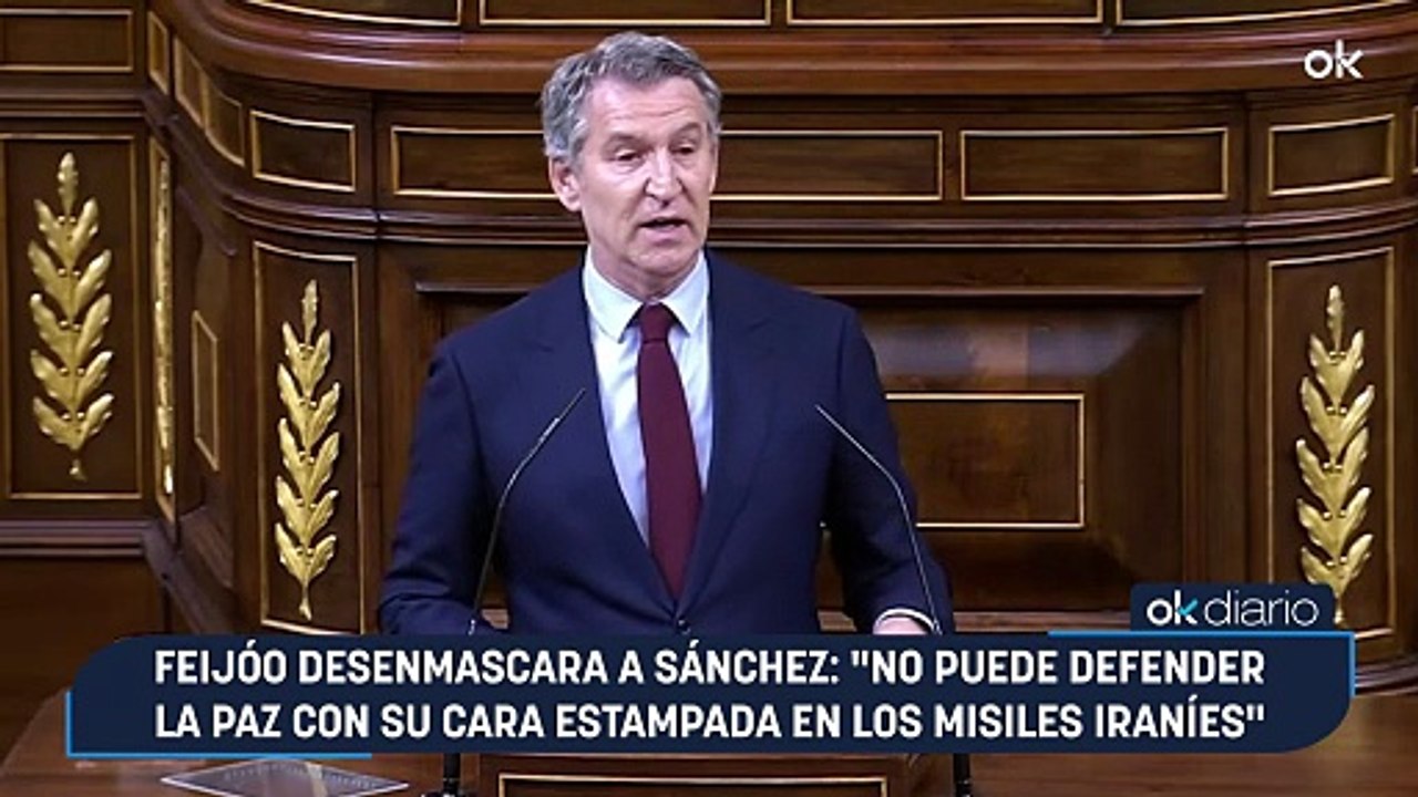 Feijóo desenmascara a Sánchez: "No puede defender la paz con su cara estampada en los misiles iraníes"