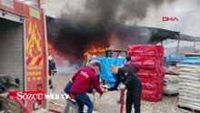 Yangın çıkan depoda zarar oluştu