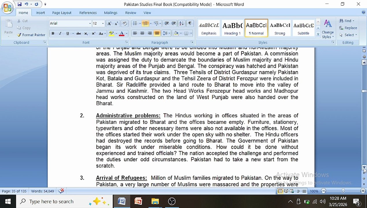 early problems of Pakistan
