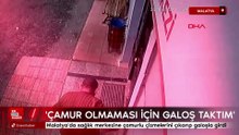 Malatya'da sağlık merkezine çamurlu çizmelerini çıkarıp galoşla girdi