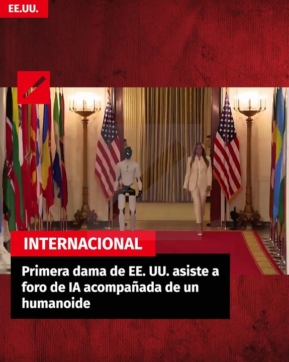 Primera dama de EE. UU. asiste a foro de IA acompañada de un humanoide