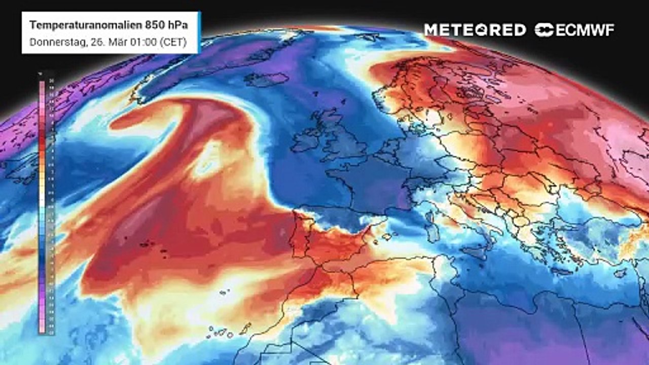 Der Nachschub an kalten Luftmassen reicht erstmal gar nicht ab!