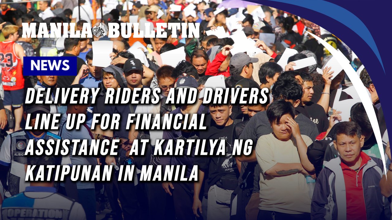 Delivery riders and Drivers line up for financial assistance  at Kartilya ng Katipunan in Manila