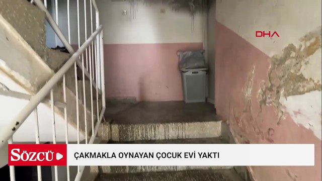 Evde tek başına olan çocuk çakmakla oynarken evi yaktı; 2 kişi dumandan etkilendi