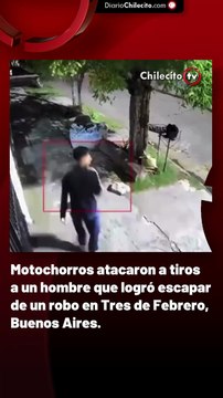 Motochorros atacaron a tiros a un hombre que logró escapar de un robo en Tres de Febrero, Buenos Aires.