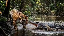 Tiger vs Crocodile River Clash