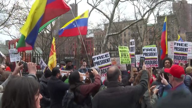 Maduro supporters and critics protest outside court during his trial