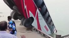 Shocking Moment Bus Falls into Padma River at Daulatdia Ferry Terminal