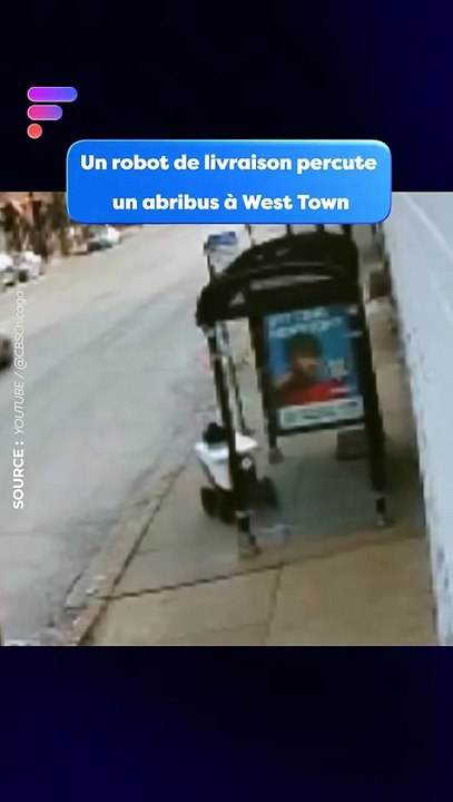Un robot de livraison percute un abribus #robot #robotlivraison #ia #shorts