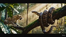 Leopard vs Python – Tree Battle