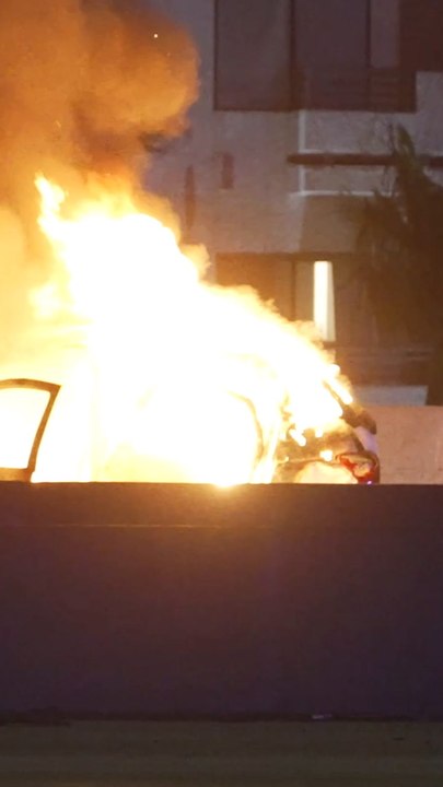 Person rescued on SoCal freeway after car bursts into flames