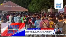 Delivery services at motorcycle taxi riders, maagang pumila sa ilang payout center para sa P5,000 ayuda | Unang Balita