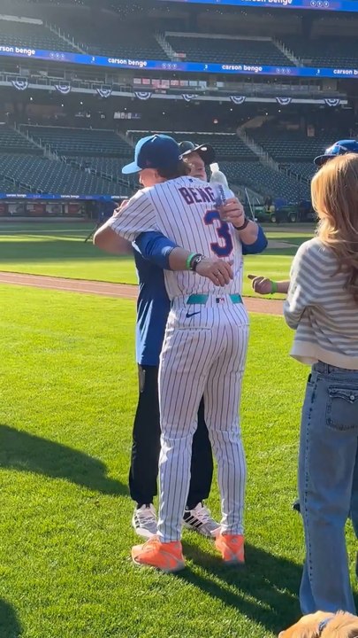 Nobody more excited about Carson Benge's MLB debut than the very good boy!  @Olivia Silio (edited)
