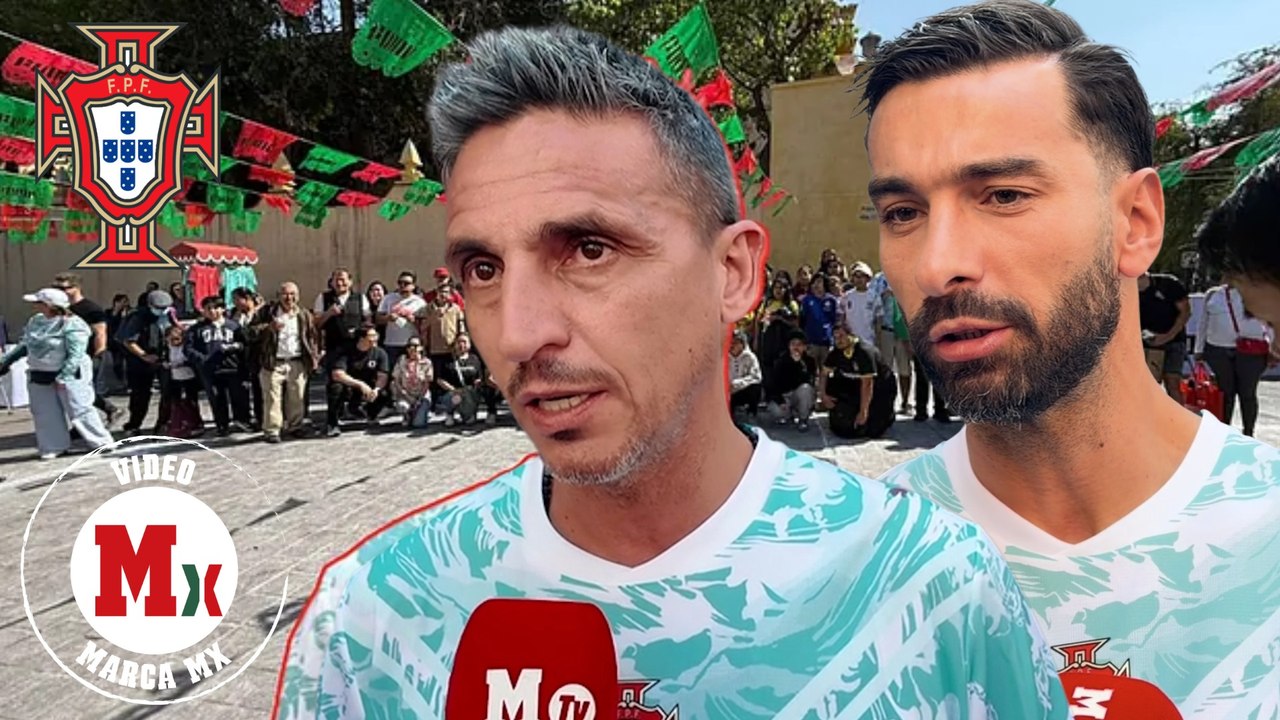 Leyendas de Portugal se apoderan de Coyoacán previo a la reinauguración del Estadio Azteca contra México