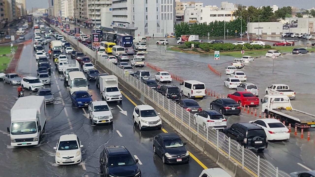 Heavy downpour floods roads in UAE's Sharjah