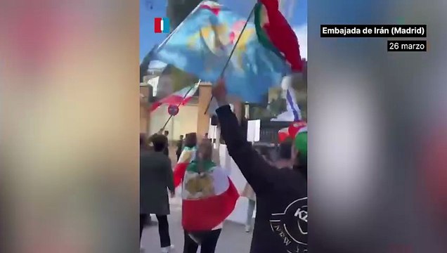 Manifestación de iraníes ante su Embajada el jueves por la tarde en Madrid