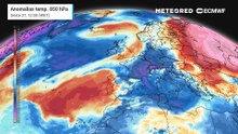 Anomalia térmica a 850 hPa em Portugal durante o domínio anticiclónico