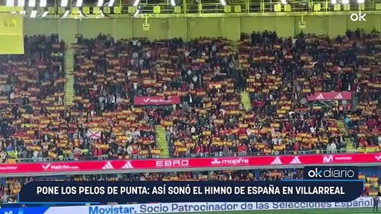 Pone los pelos de punta: así sonó el himno de España en Villarreal