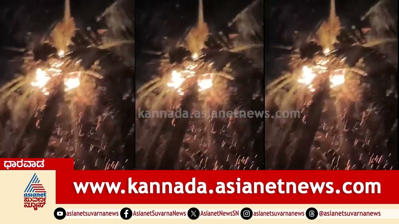 ಸಿಡಿಲು ಬಡಿದು ಹೊತ್ತಿ ಉರಿದ ತೆಂಗಿನ ಮರ; ವಿಡಿಯೋ ವೈರಲ್ | Dharwad | Lighning | Coconut Tree | Suvarna News