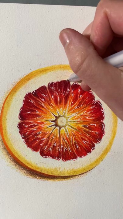 Dessin réaliste d'une tranche d'orange