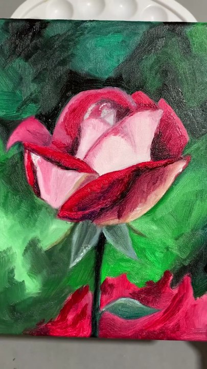 Peinture à l'huile d'une rose