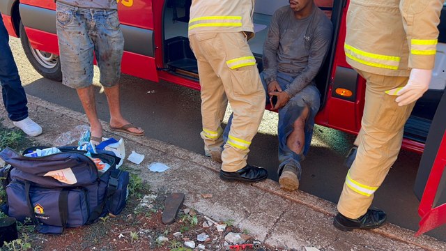 Dois homens ficam feridos após acidente no Bairro Tarumã em Cascavel