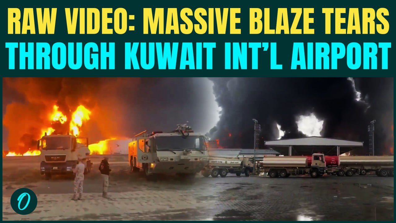 RAW FOOTAGE: Huge INFERNO Erupts at Kuwait International Airport After Iranian Drone Attack | WATCH