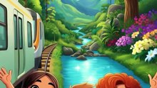 🎬 العنوان (Title)  رحلة القطار عبر الغابة الساحرة 🌿🚂