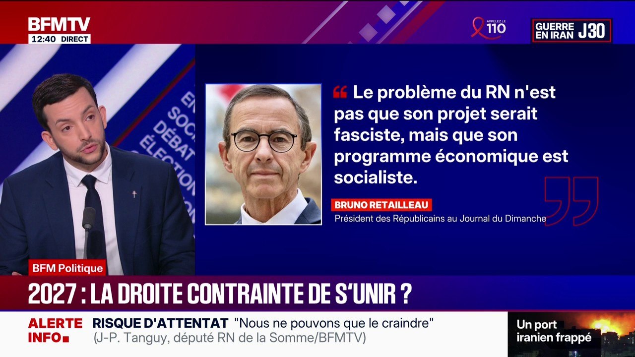 Appel à l'union entre le centre et la droite pour 2027: "Le programme, c'est juste lutter contre le Rassemblement national", affirme Jean-Philippe Tanguy (RN)