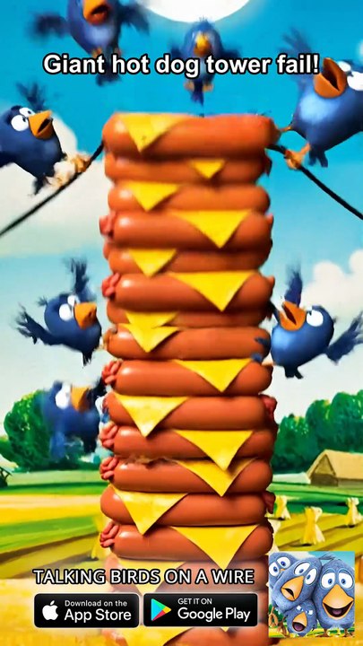 Too many hot dogs? Never! 🤣 Talking Birds On A Wire Game