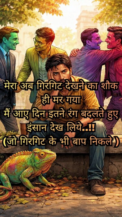 मेरा अब गिरगिट देखने का शौक ही मर गयामैं आए दिन इतने रंग बदलते हुए इंसान देख लिये..!! #lifequotes