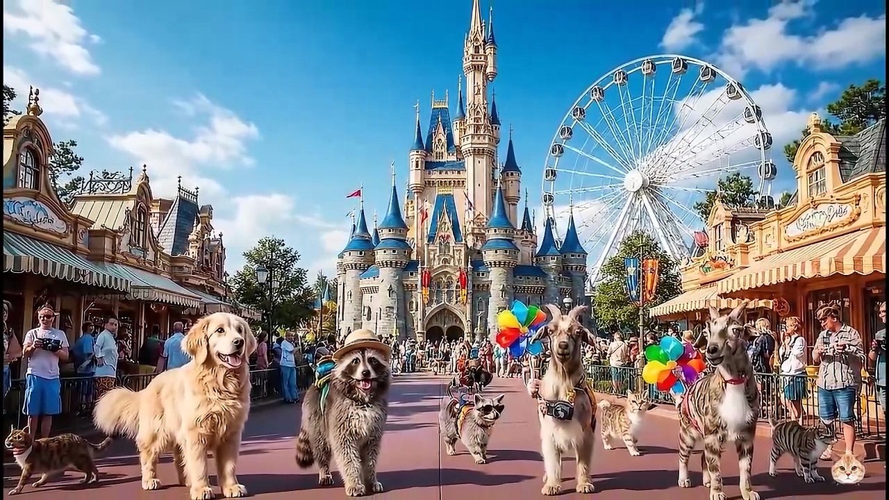 A Magical Snowy Journey- Mama Cat and Her Kitten Ride a Pig Sled Through the Forest V1