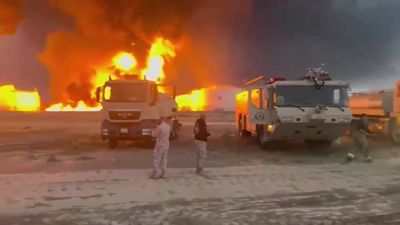 Watch: Drone strikes hit Kuwait Airport as blaze breaks out