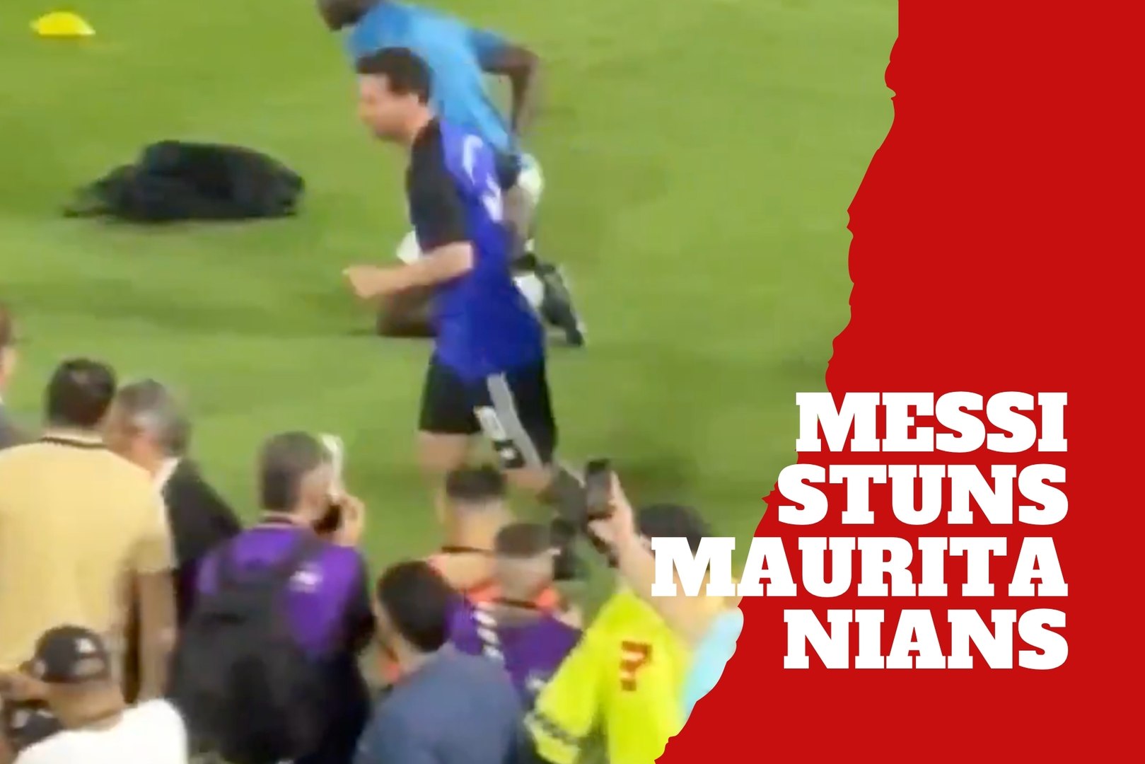 Mauritania players in awe as they face Lionel Messi on the pitch ...
