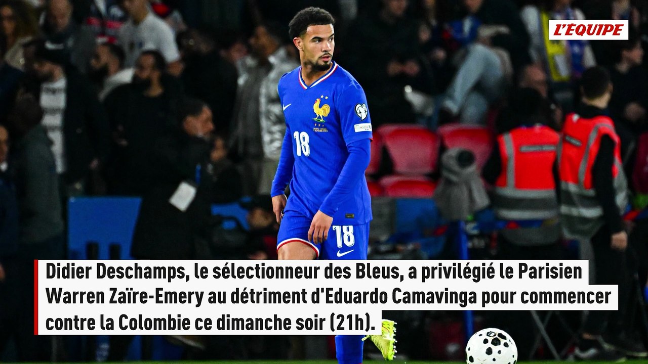 Les Bleus avec Warren Zaïre-Emery d'entrée face à la Colombie - Foot - Bleus