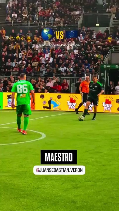 A puro chiche y sombrerito: Verón se lució en Roma y se consagró campeón con el Pupi Zanetti