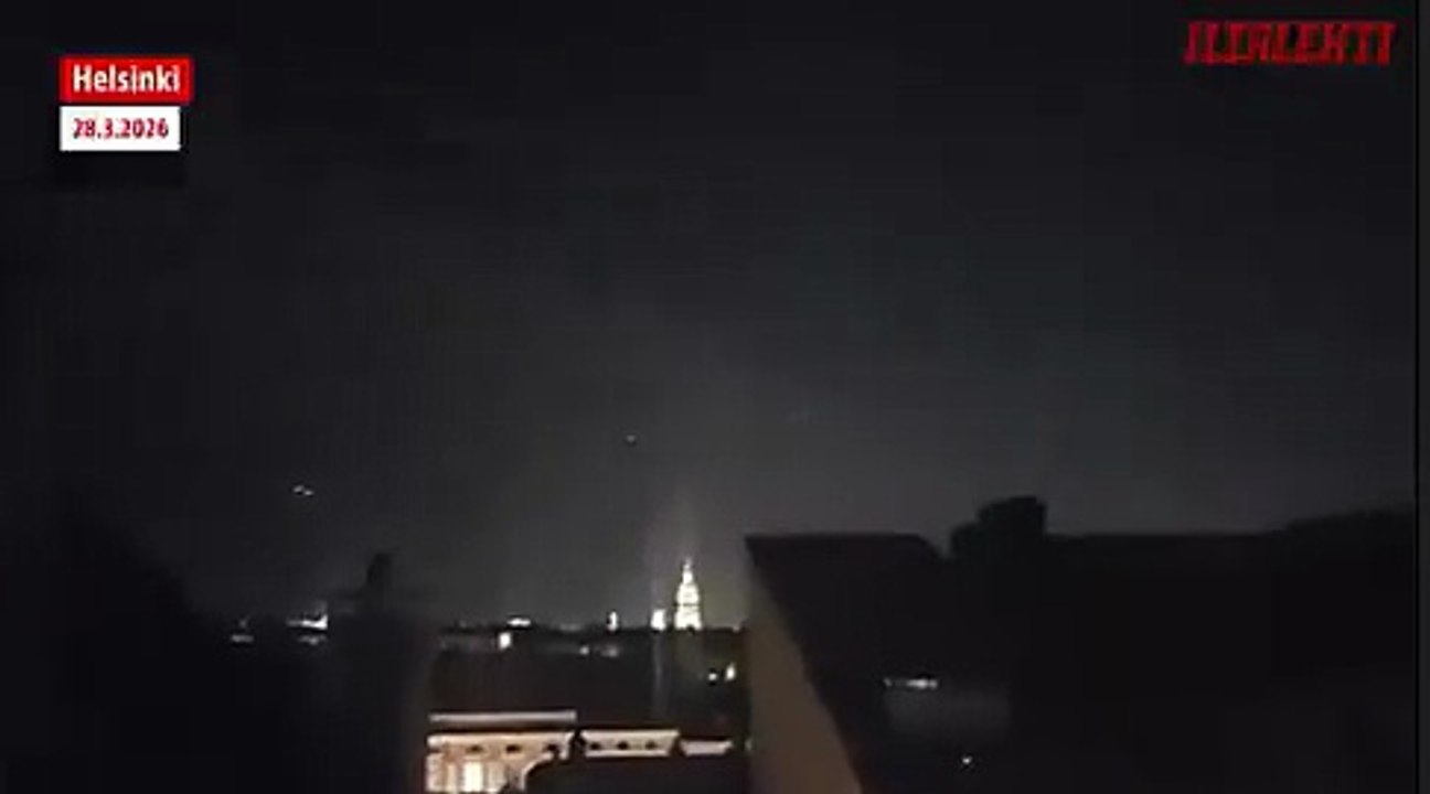 UFOs fly all over the skies above the city Helsinki, Finland