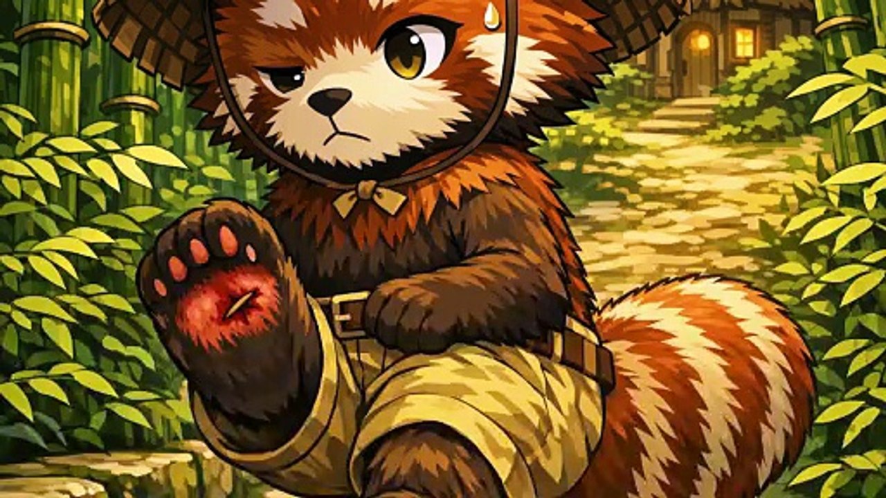 Little Red Panda Kurenai hurt himself while having a walk so he went home and made his own medicine Anime AI story
